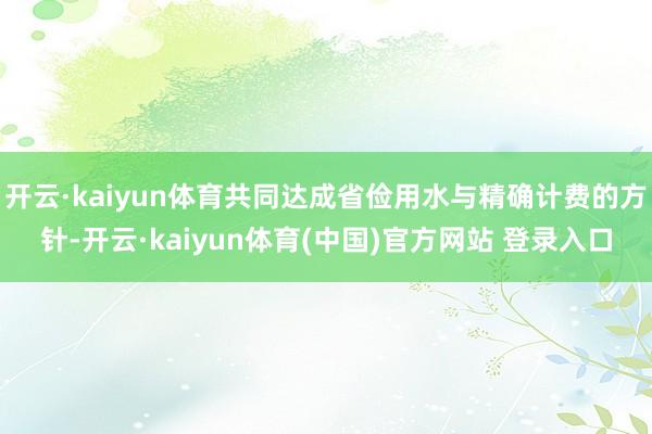 开云·kaiyun体育共同达成省俭用水与精确计费的方针-开云·kaiyun体育(中国)官方网站 登录入口
